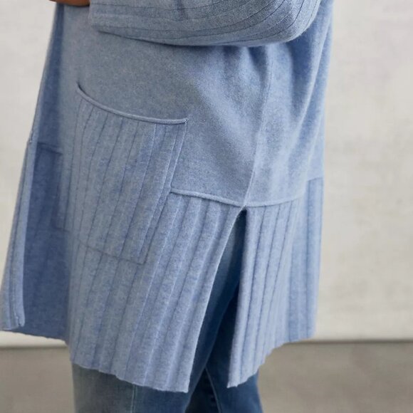Anthropologie Pilcro Mafalda Blue Cashmere Open Front Cardigan Size S - Picture 3 of 11
